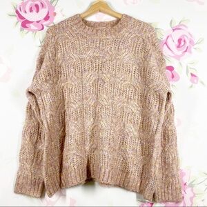 Marks & Spencer Per Una Chunky Knit Wool Blend Lilac Mix Pullover Sweater L